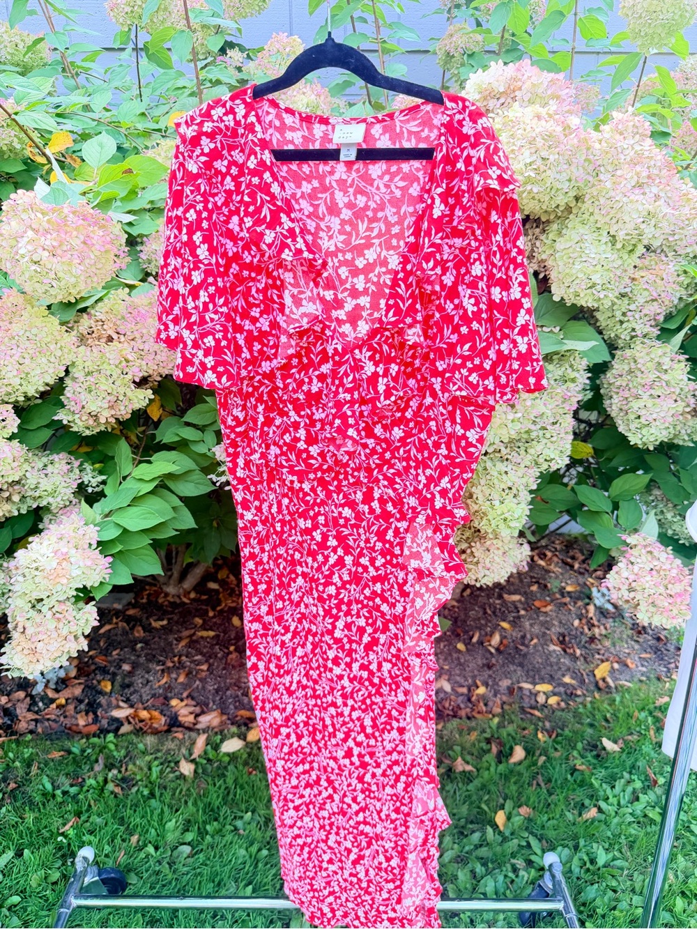a new day Red Floral Wrap Maxi Dress